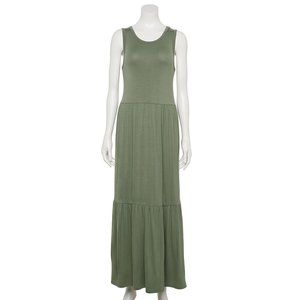 Juniors' SO® Tank Tiered Maxi Dress/Olive/Large